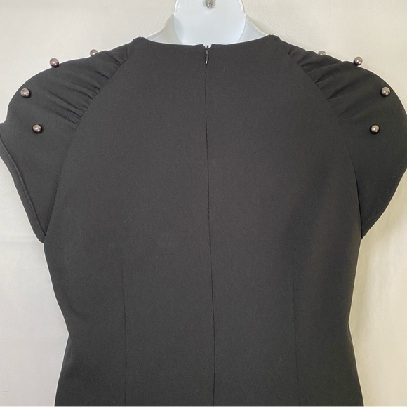 Betsey Johnson Black Crepe Dress w/ Pearl Shoulder‎ Detail Size 8 Cocktail Party - Picture 6 of 10